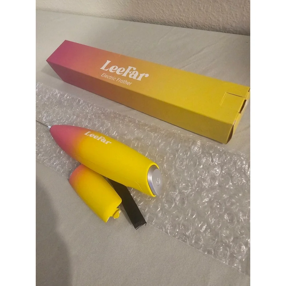 LeeFar Electric Frother‎ Handheld Milk Foam Maker Pink Yellow Gradient 19000 RPM